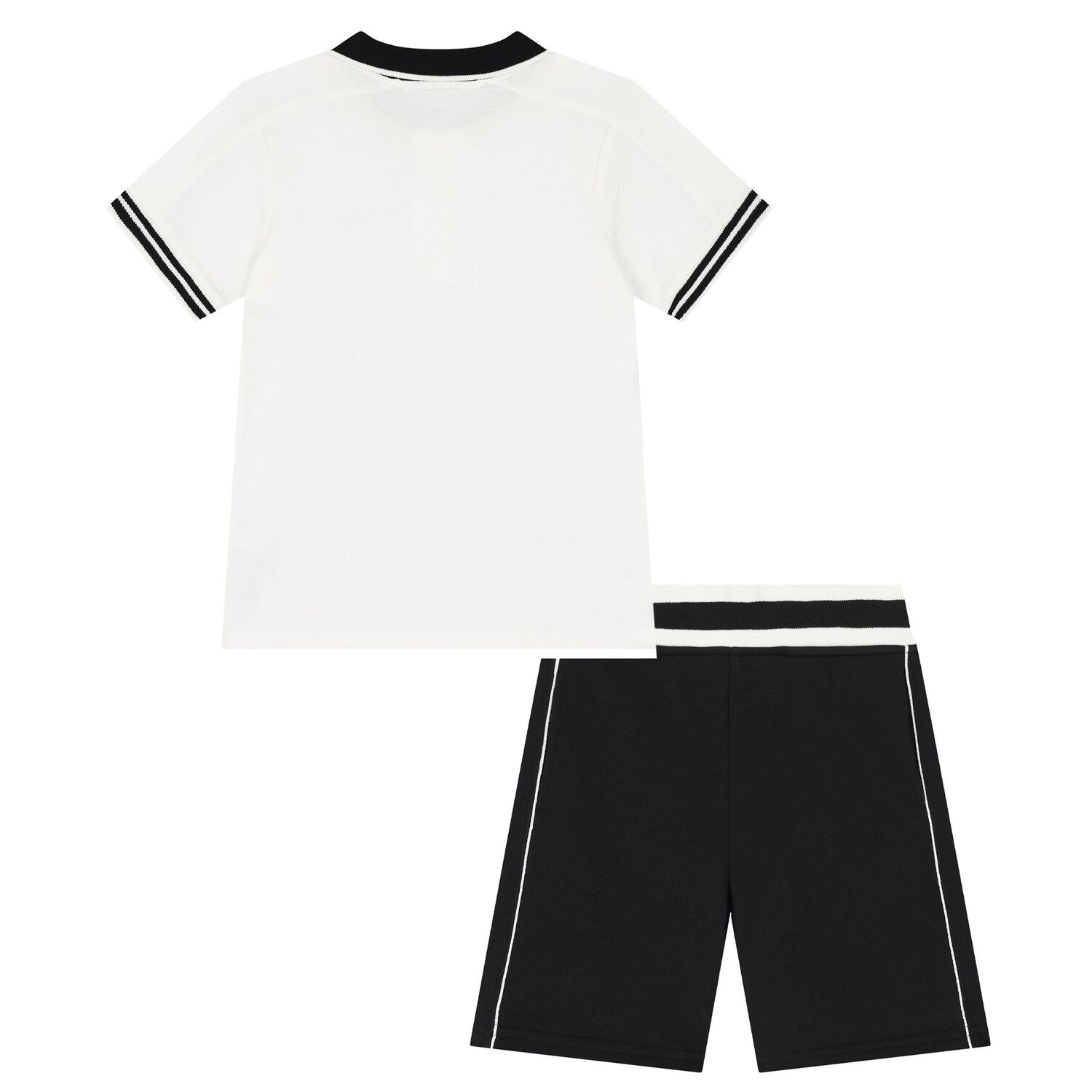 Boys White & Black Logo Shorts Set, 1, hi-res