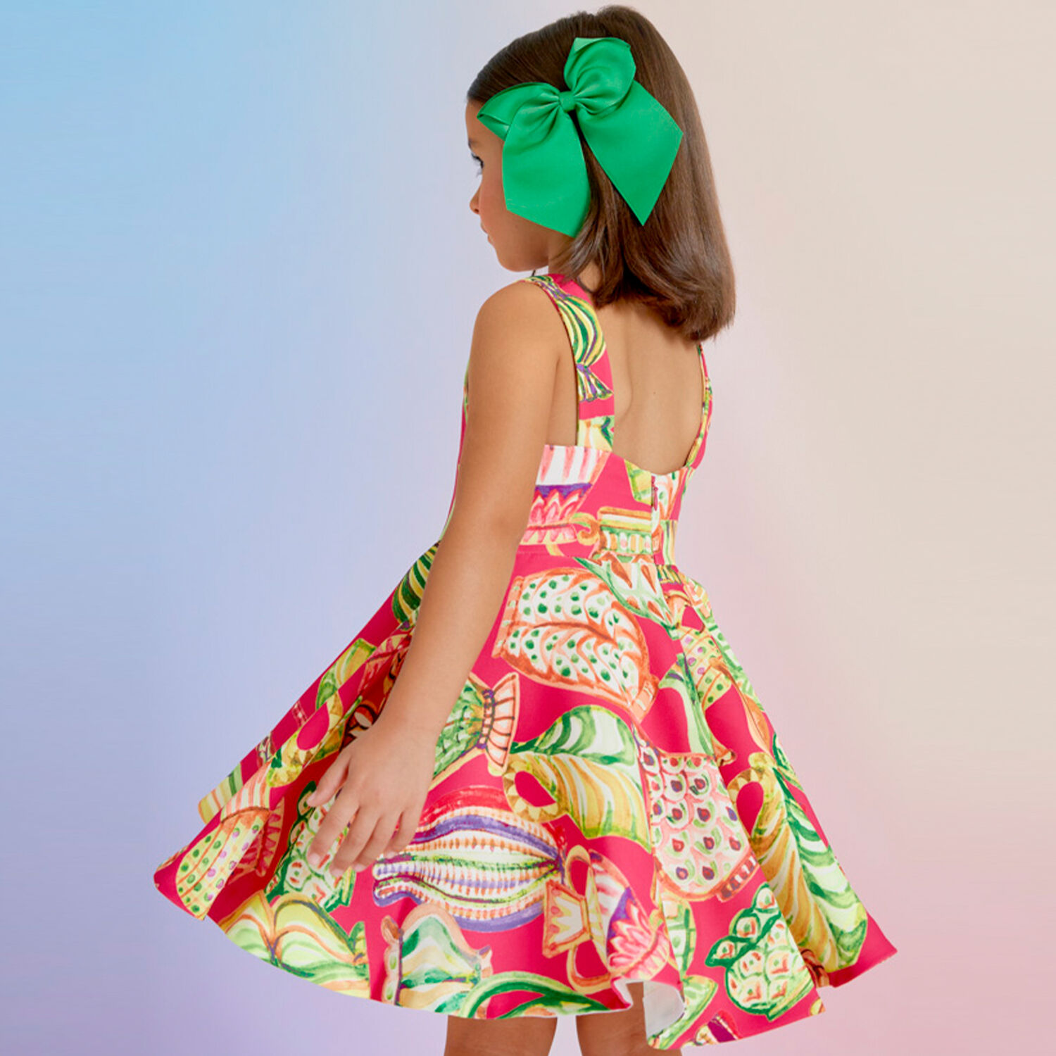 Girls Pink Pottery Dress, 1, hi-res