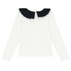 Girls White Long Sleeve Top, 1, hi-res