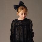 Girls Navy Blue Floral Tulle Dress, 1, hi-res