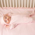 Baby Girls Pink Embroidered Hat, 1, hi-res