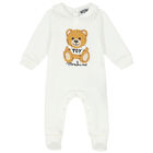 Ivory Teddy Logo Babygrow, 1, hi-res