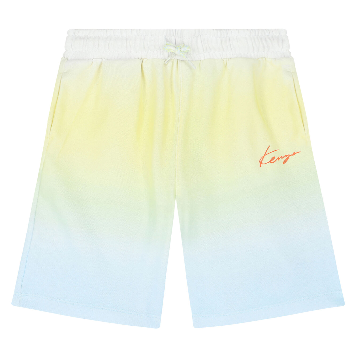 Boys Yellow & Blue Ombre Logo Shorts, 1, hi-res