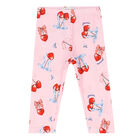 Younger Girls Pink Cherry Leggings, 1, hi-res