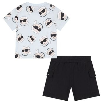 Boys Blue & Black Ikonik Shorts Set