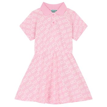 Girls Pink Logo Polo Dress