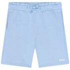 Boys White & Blue Logo Shorts Set, 1, hi-res