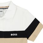 Younger Boys White, Black & Beige Logo Polo Shirt, 1, hi-res