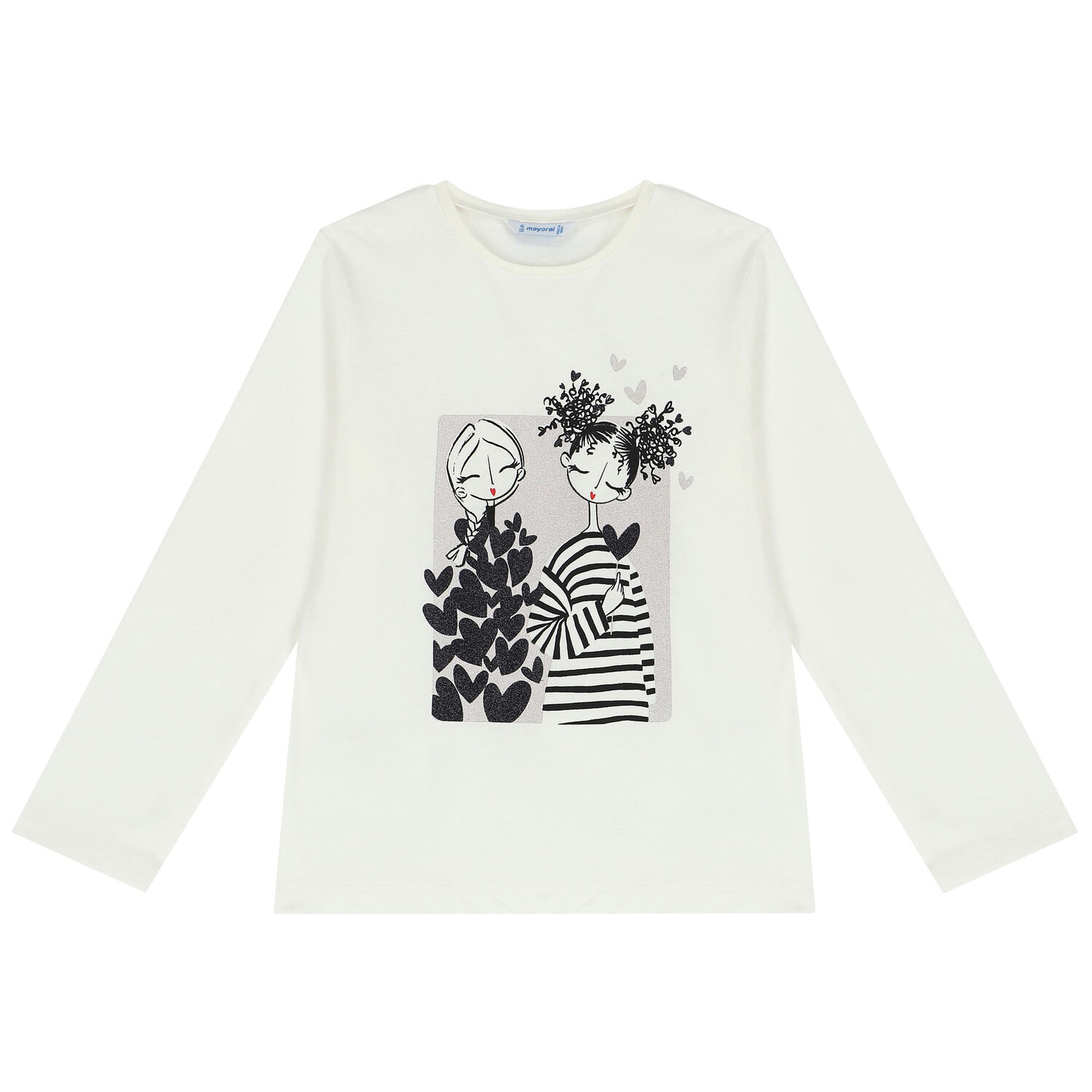 Girls Ivory Long Sleeve Top, 1, hi-res