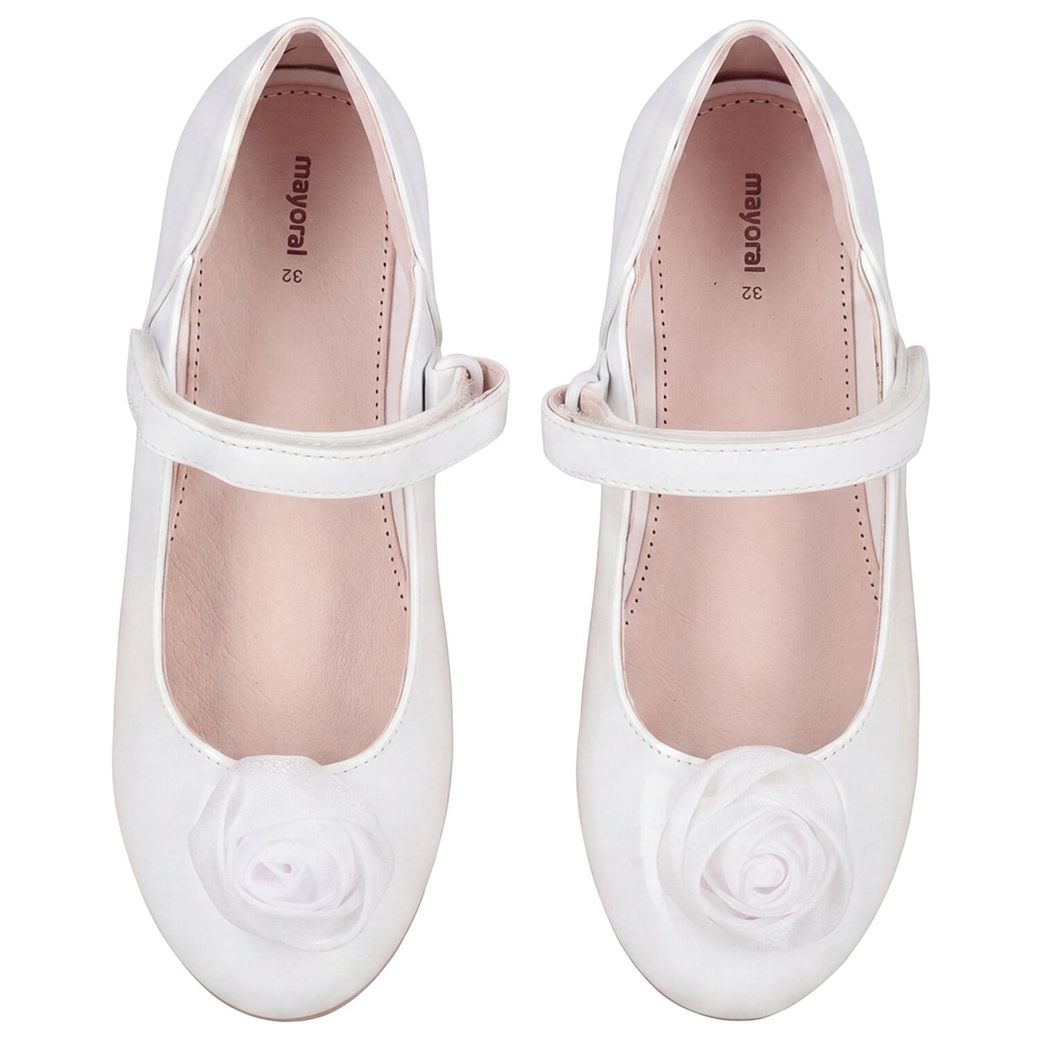 Girls White Flower Shoes, 1, hi-res