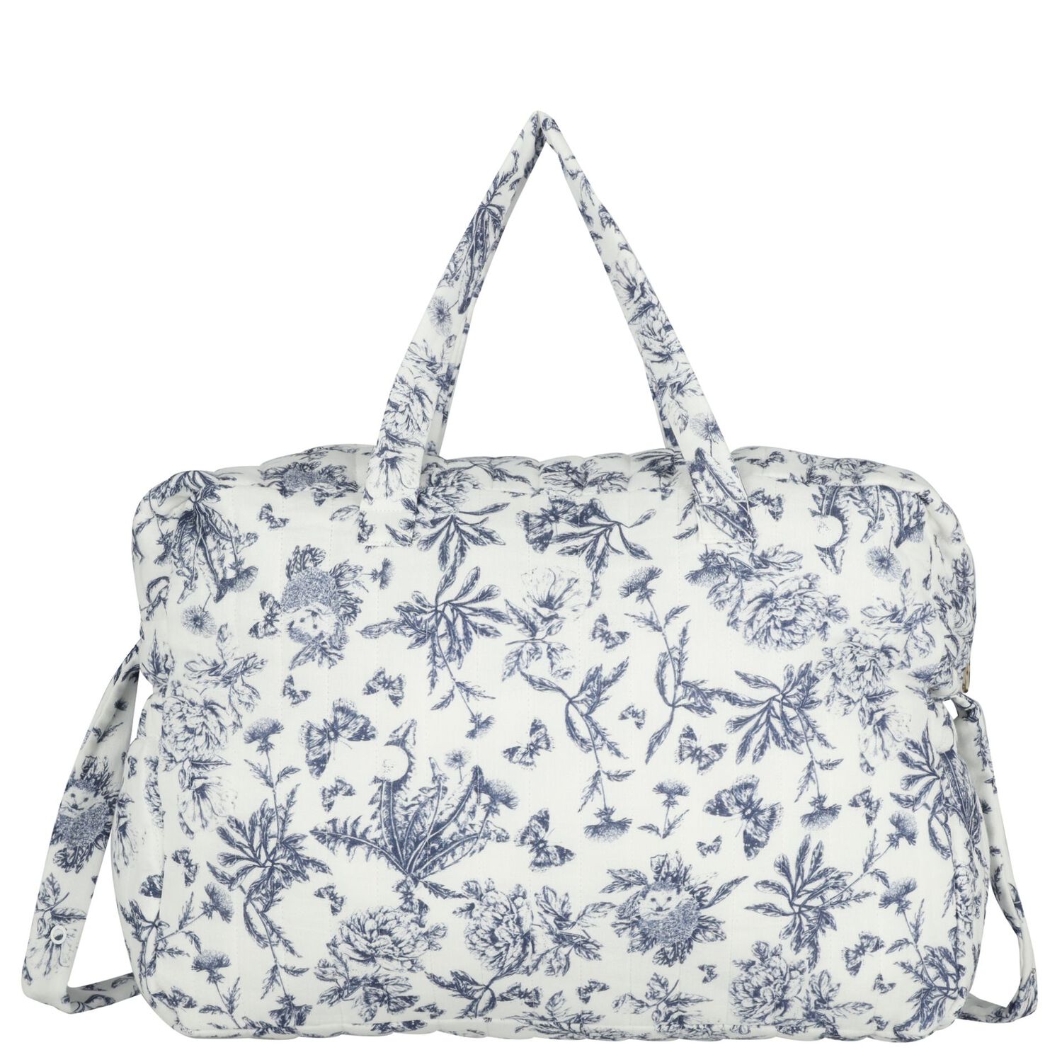 Ivory & Navy Blue Toile De Jouy Baby Changing Bag, 1, hi-res