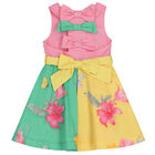 Girls Pink , Green, Yellow Floral Dress, 1, hi-res