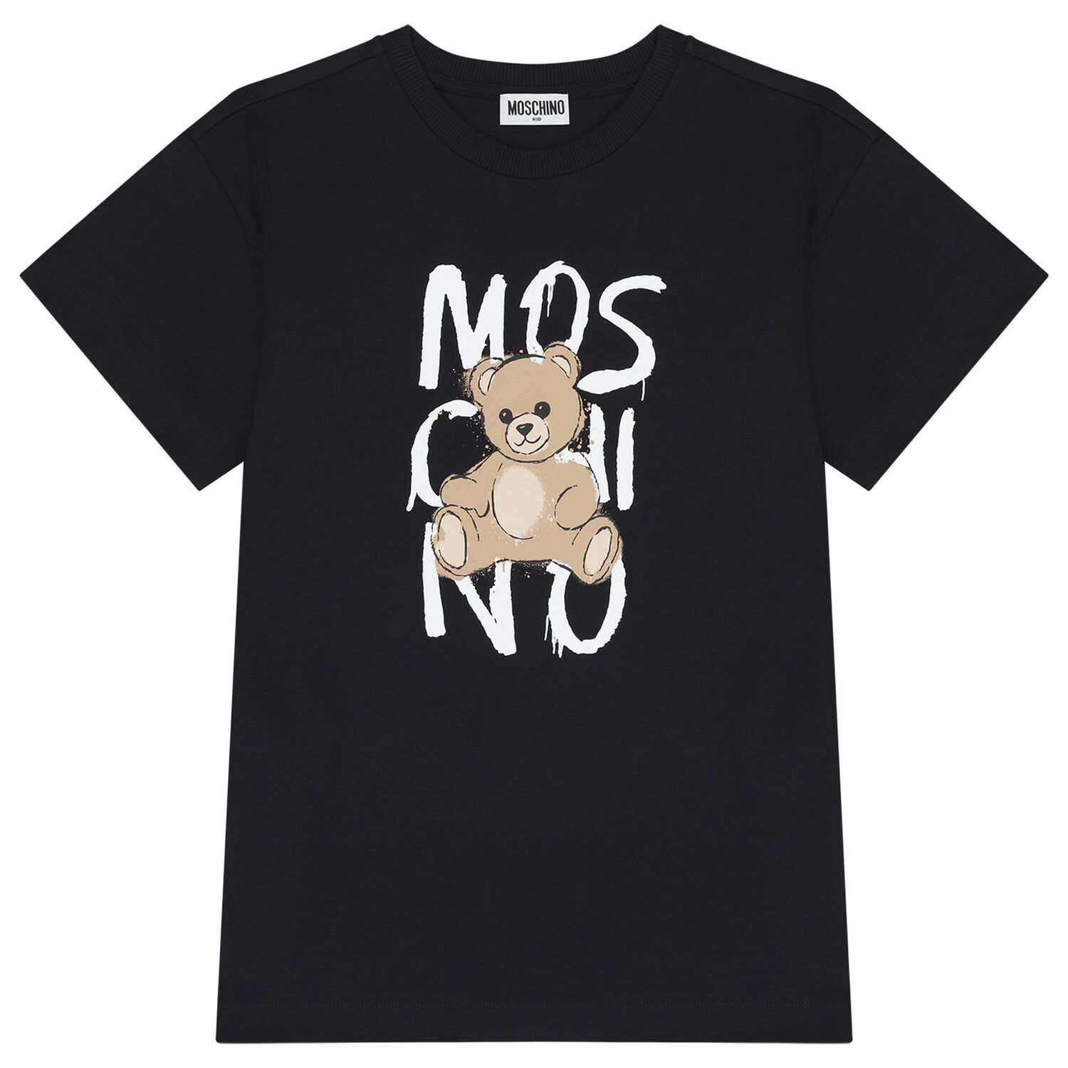 Girls Black Teddy Bear Logo Dress, 2, hi-res