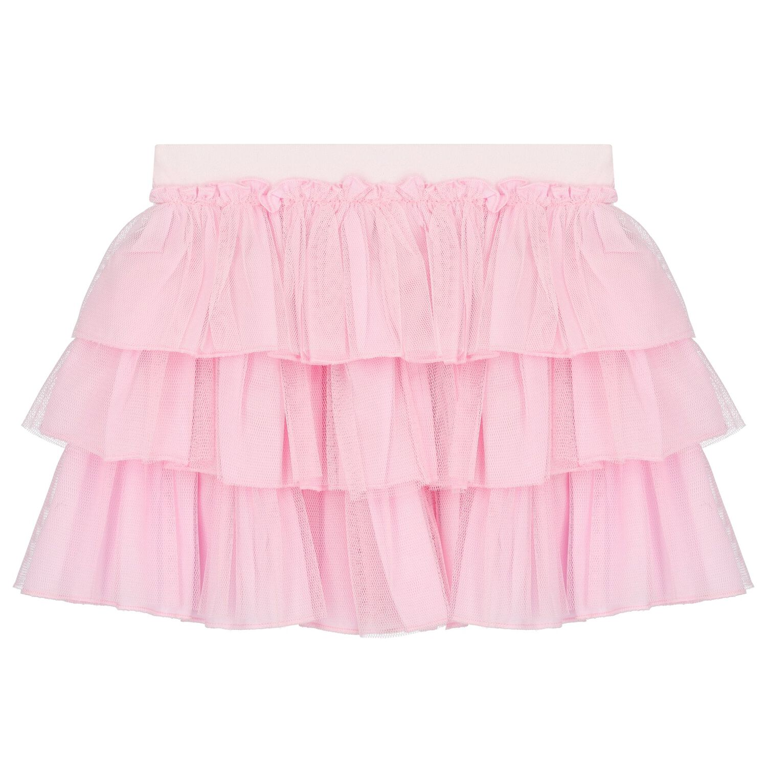 Baby Girls White & Pink Rose Tulle Skirt Set, 1, hi-res