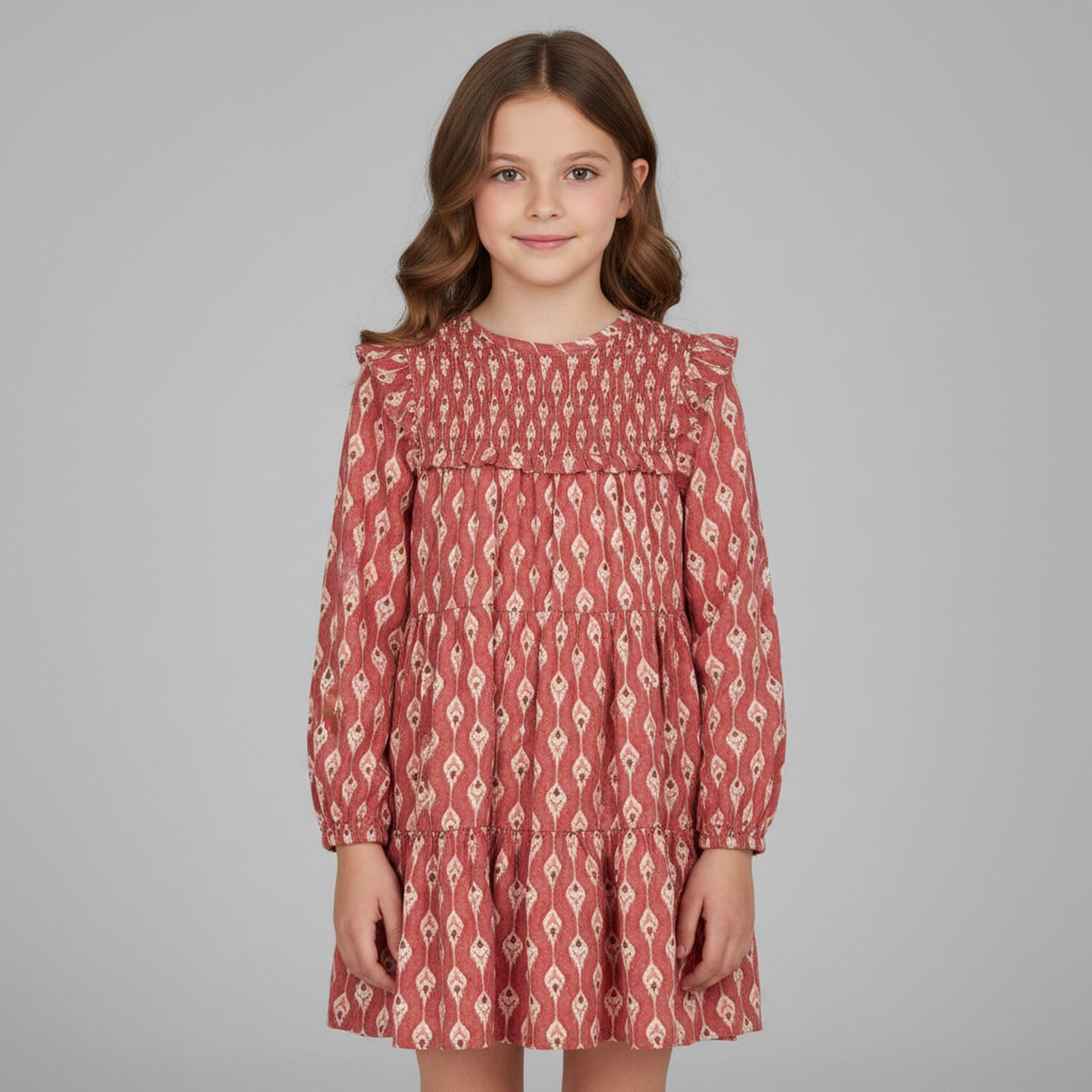 Girls Pink Honeycomb Dress, 1, hi-res