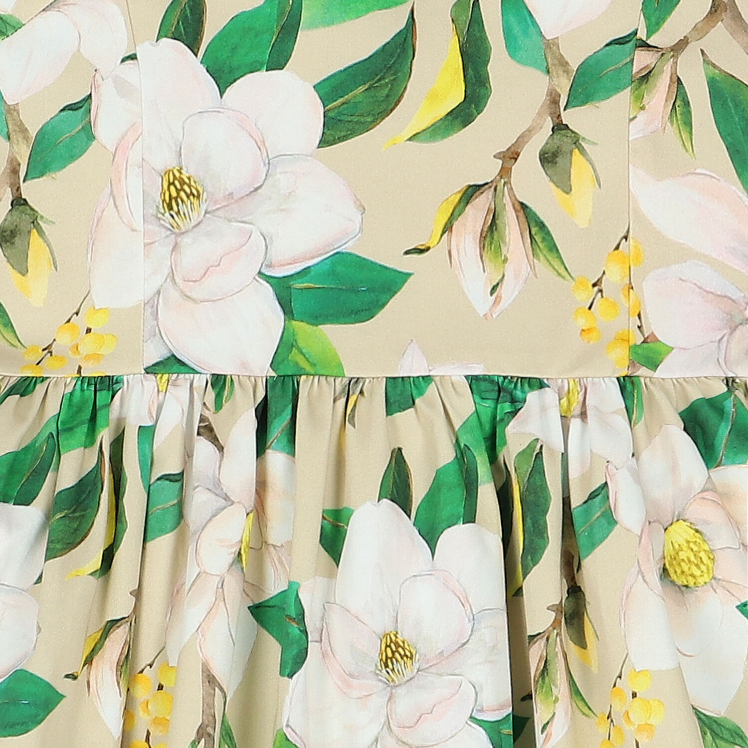Girls Beige & Green Floral Dress, 1, hi-res image number null