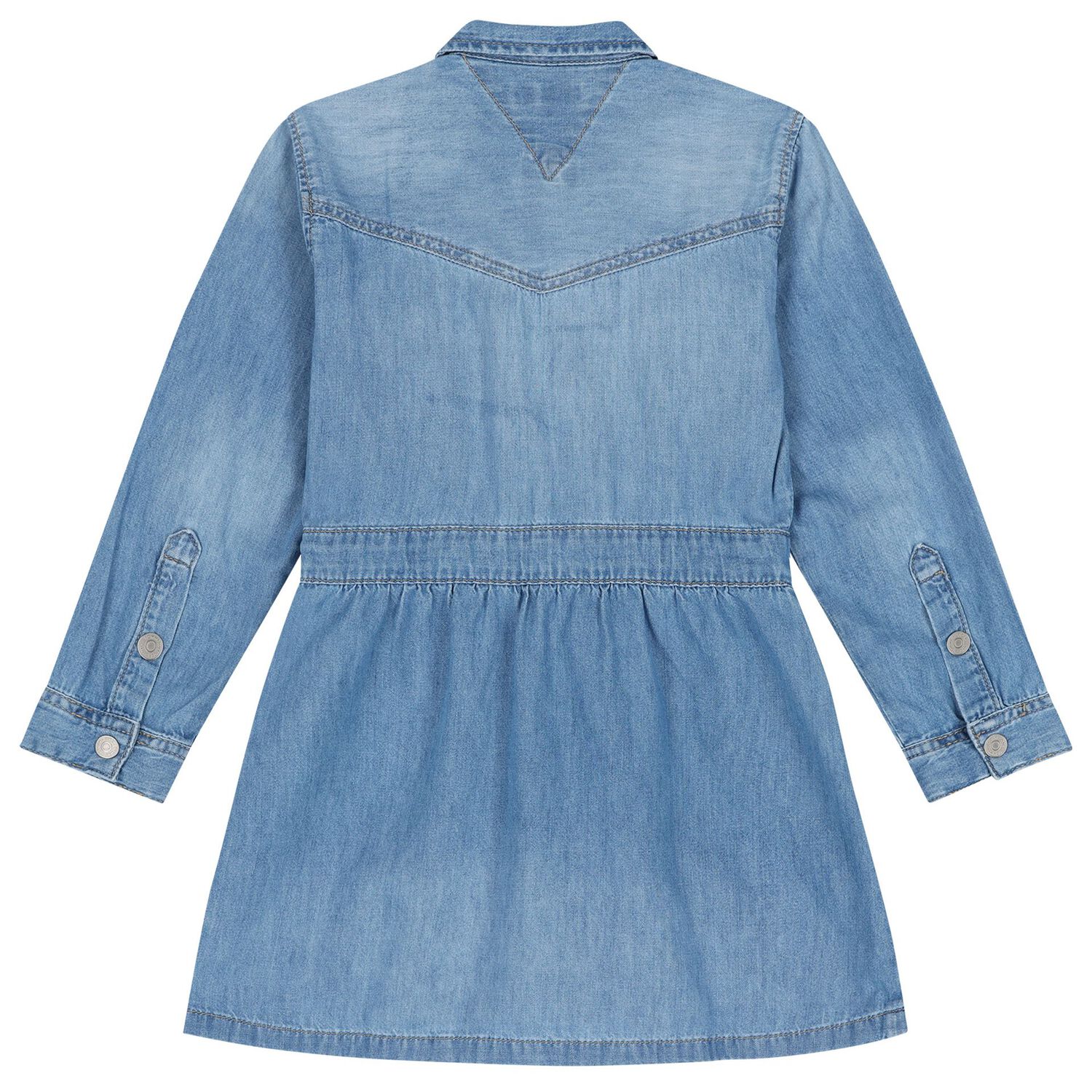 Girls Blue Denim Dress, 1, hi-res