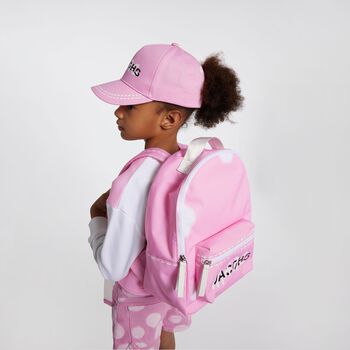 Girls Pink & White Logo Backpack