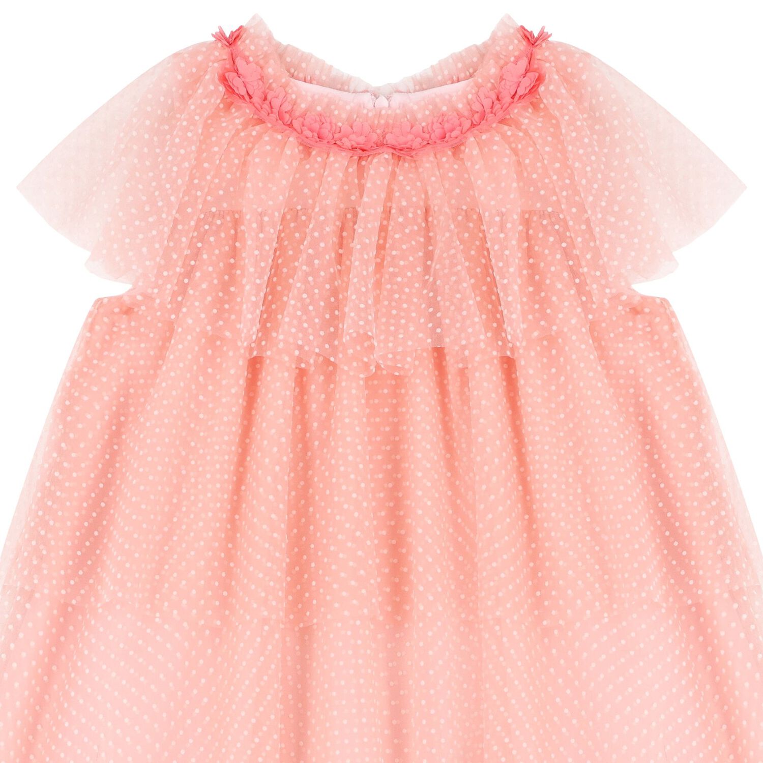 Girls Pink Polka Dot Tulle Dress, 1, hi-res