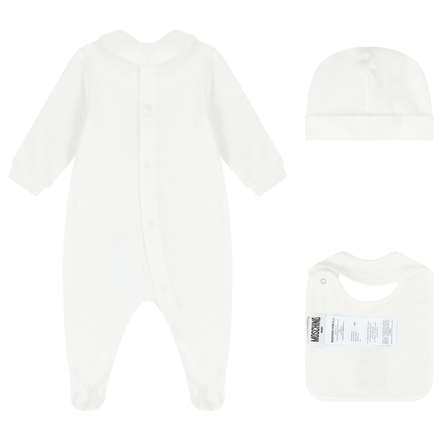White Teddy Bear Logo Babygrow Gift Set, 1, hi-res