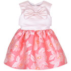 Girls Pink Bow Jacquard Dress, 1, hi-res