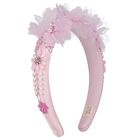 Girls Pink Embellished Satin Headband, 1, hi-res