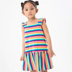 Girls Multi-Coloured Striped Dress, 1, hi-res