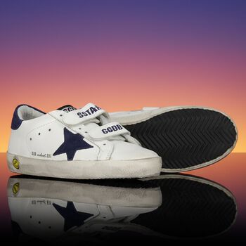 Ivory & Navy Blue Logo Trainers
