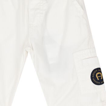 Younger Boys White Logo Shorts