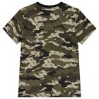 Boys Green Camouflaged Logo T-Shirt , 1, hi-res