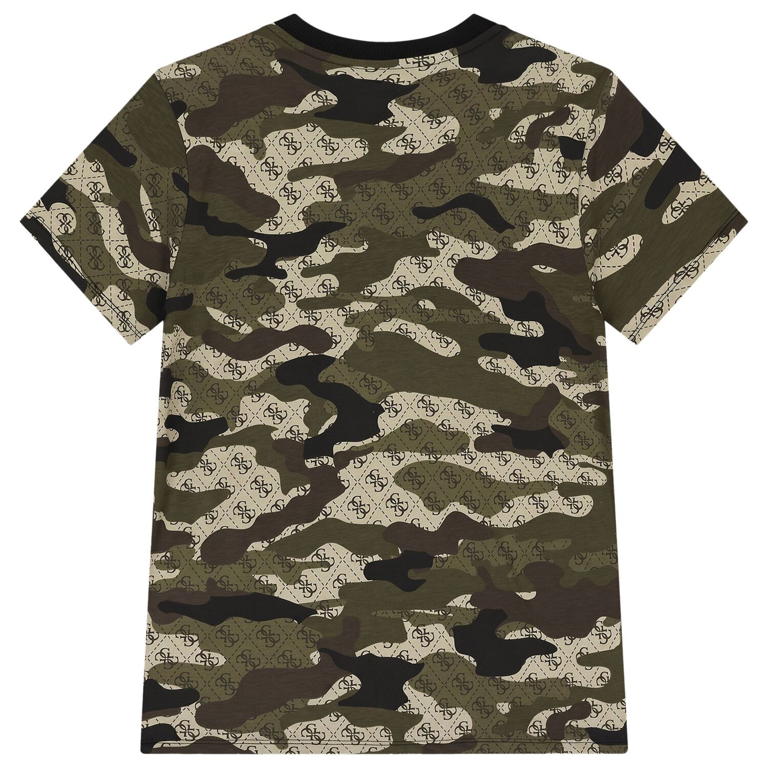 Boys Green Camouflaged Logo T-Shirt , 1, hi-res