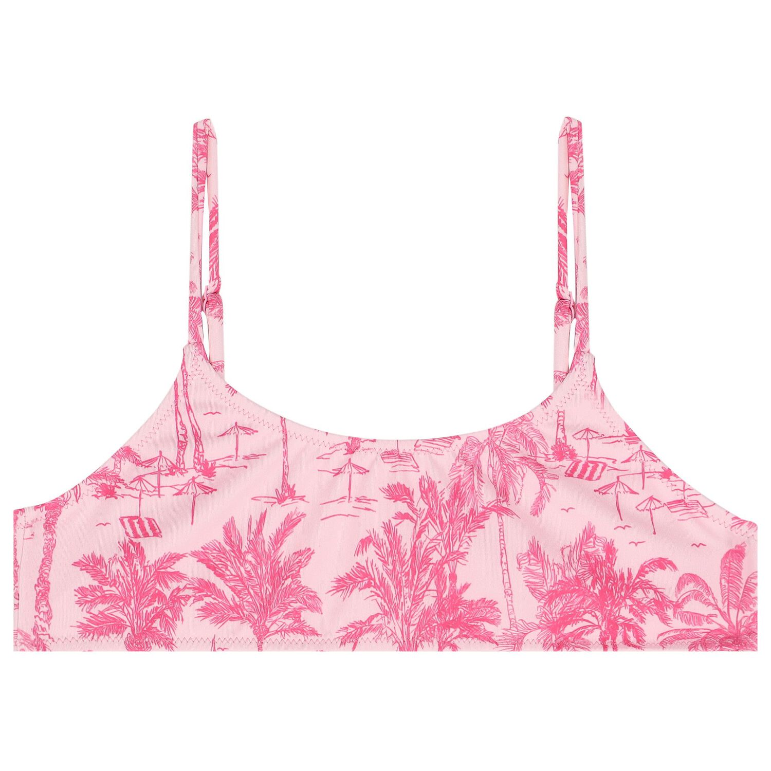 Girls Pink Palm Print Bikini, 1, hi-res image number null