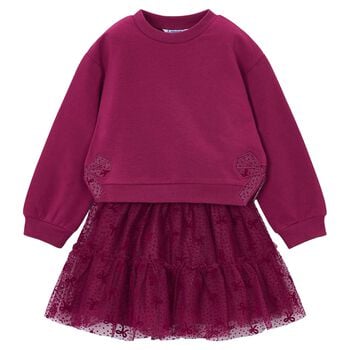 Girls Red Bow Tulle Skirt Set