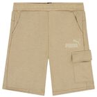 Boys Beige Logo Shorts, 1, hi-res