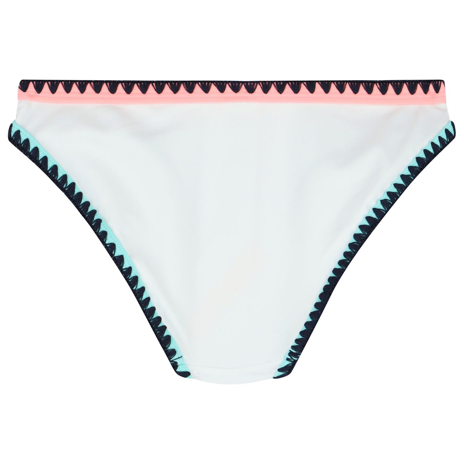 Girls White Ruffled & Embroidered Bikini, 1, hi-res image number null