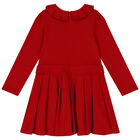 Girls Red Pleated Dress, 1, hi-res