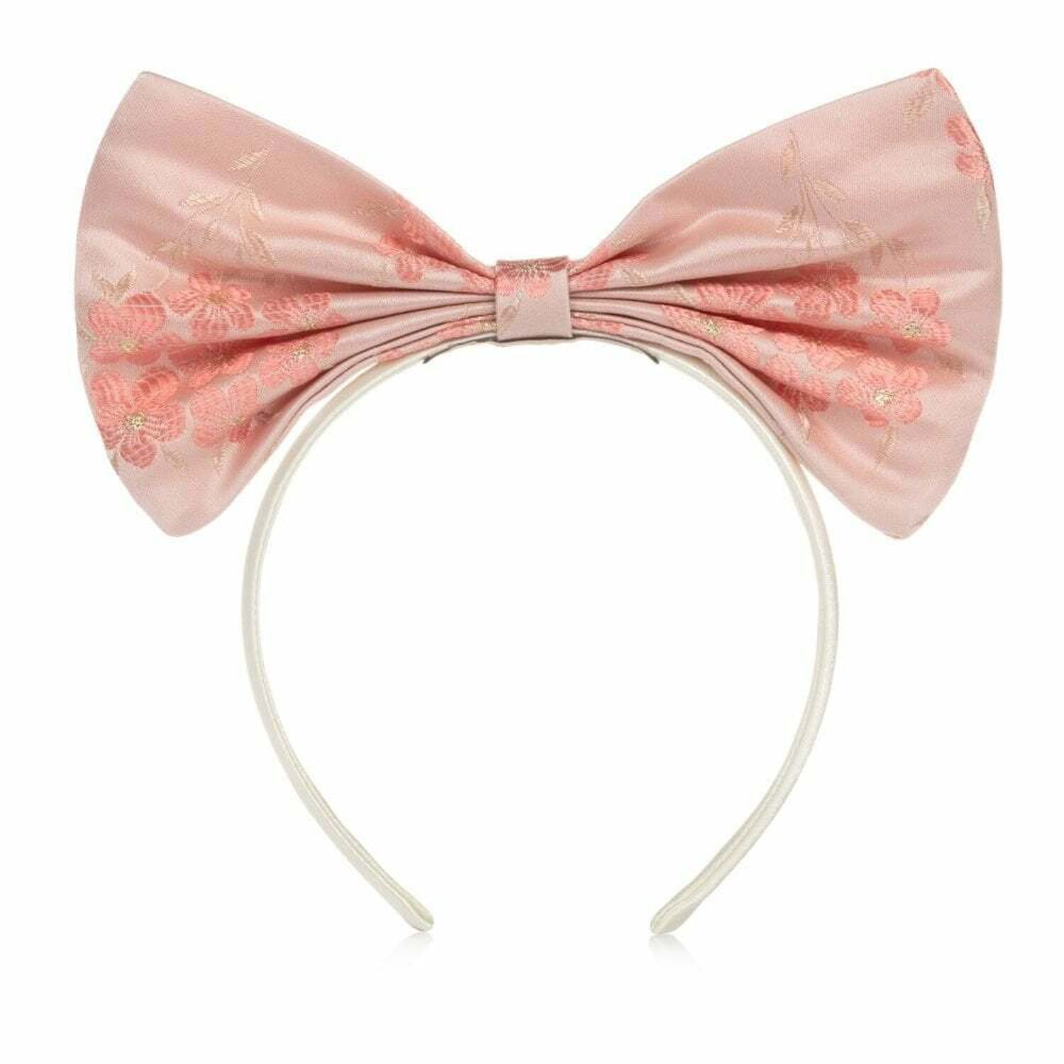 Girls Pink & White Floral Headband, 1, hi-res