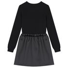 Girls Black Logo Dress, 1, hi-res