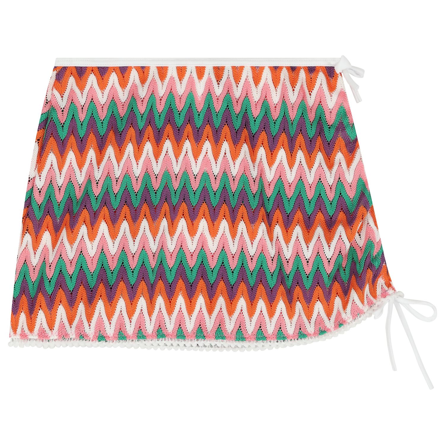 Girls Multi-Coloured Zig-Zag Crochet Skirt, 1, hi-res