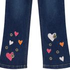 Girls Blue Hearts Denim Jeans, 1, hi-res