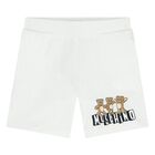 Younger White Teddy Bear Logo Shorts, 3, hi-res