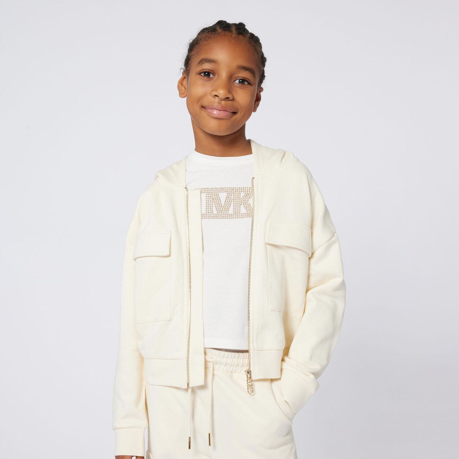 Girls White Logo Long Sleeve Top, 2, hi-res