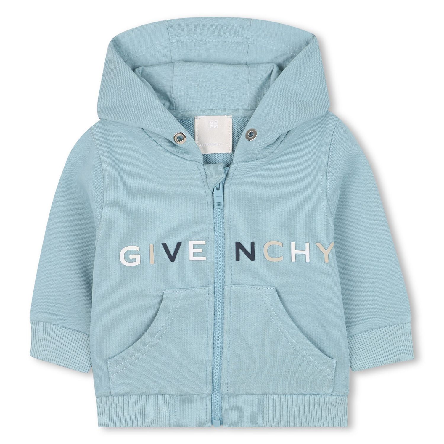 Younger Boys Blue Logo Hooded Zip Up Top, 1, hi-res image number null