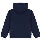 Boys Blue Logo Hooded Zip Up Top, 1, hi-res