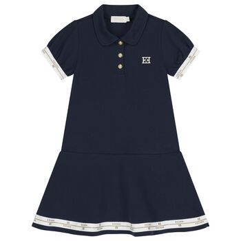 Girls Navy Blue Logo Dress