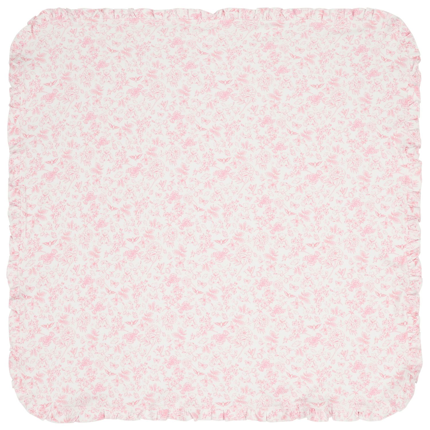 Baby Girls White & Pink Toile de Jouy Blanket, 1, hi-res image number null