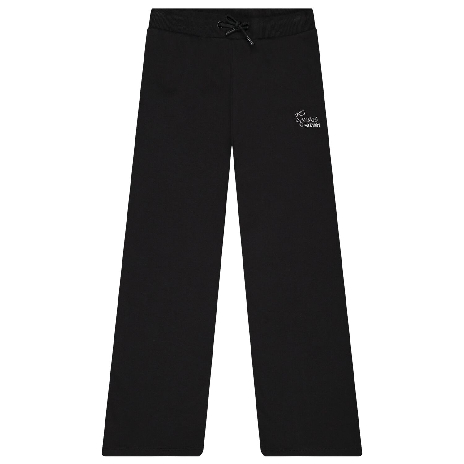 Girls Black Embellished Logo Trousers, 1, hi-res