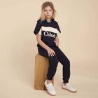 Girls Navy Logo Joggers, 1, hi-res