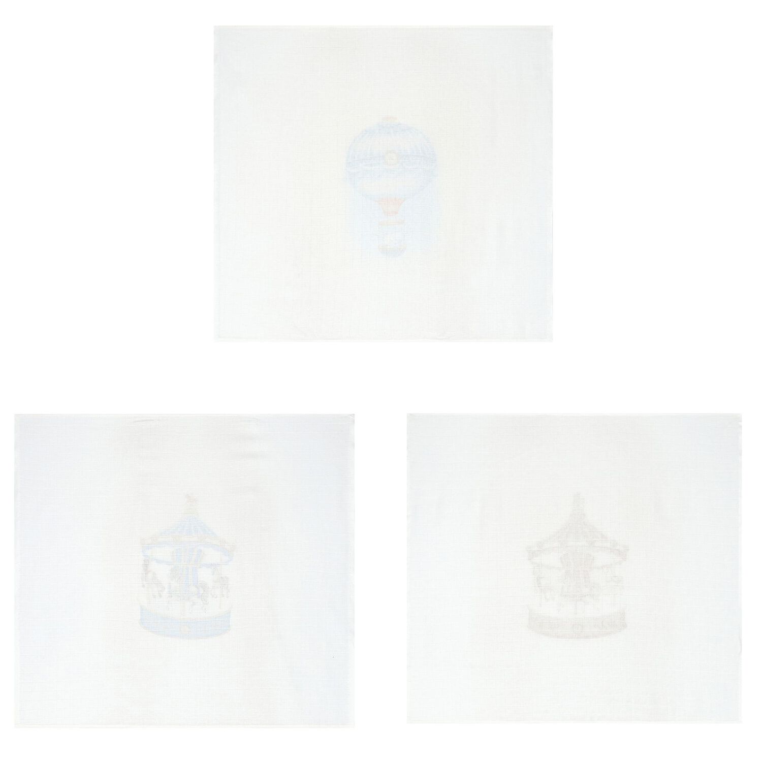 Baby Boys White, Beige & Blue Muslin Swaddles (3-Pack), 8, hi-res image number null