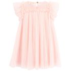 Girls Pink Pleated Tulle Dress, 1, hi-res